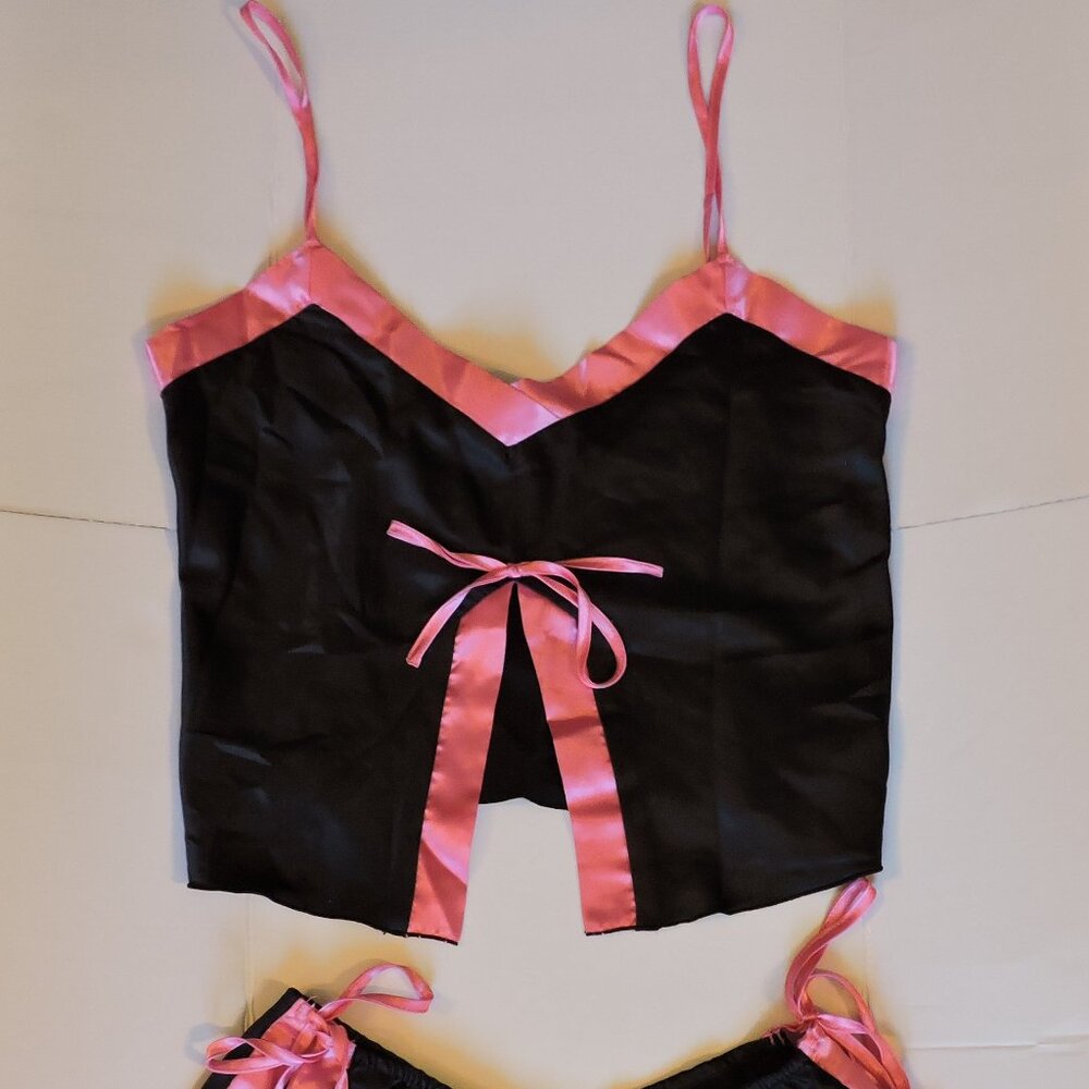 XS Sexy Lingerie Pajamagram set in Black and Barbie Pink